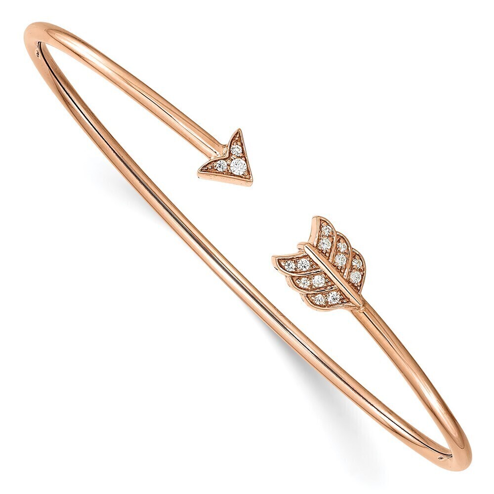 Kazi Luxury 14k Rose Gold Diamond Arrow Cuff Bangle